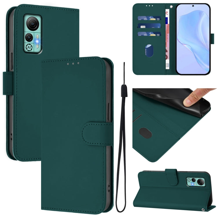 For Ulefone Note 14 Skin Feel Solid Color Leather Phone Case with Lanyard(Dark Green) - free shipping - PMC Jewellery - Order now!