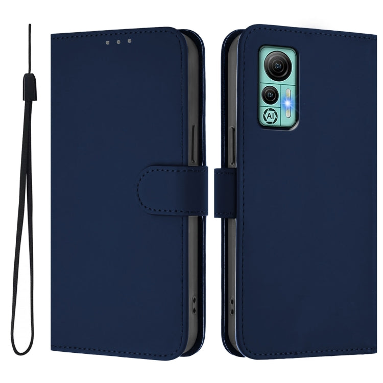 For Ulefone Note 14 Skin Feel Solid Color Leather Phone Case with Lanyard(Navy Blue) - free shipping - PMC Jewellery - Order now!