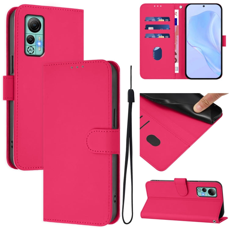For Ulefone Note 14 Skin Feel Solid Color Leather Phone Case with Lanyard(Rose Red) - free shipping - PMC Jewellery - Order now!