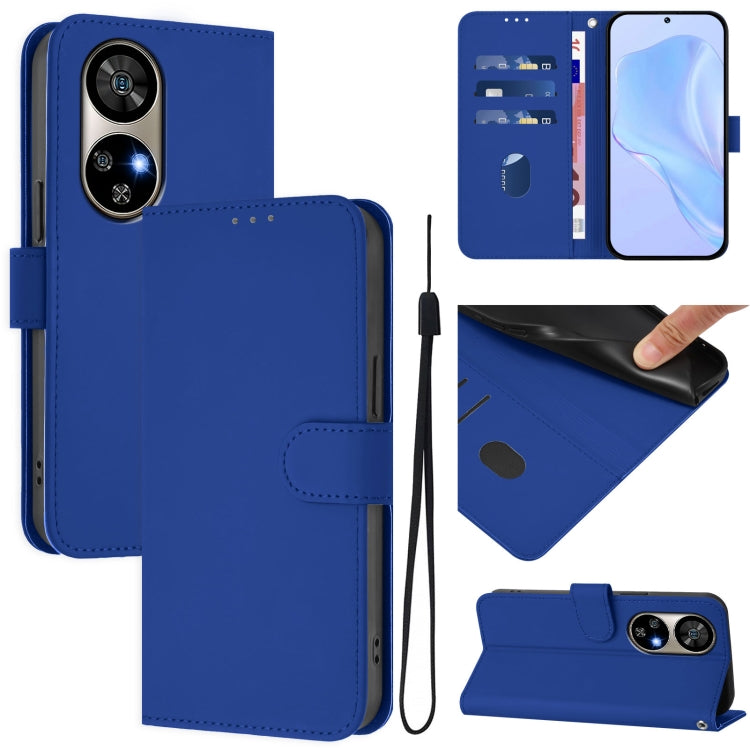 For Ulefone Note 17 Pro Skin Feel Solid Color Leather Phone Case with Lanyard(Dark Blue) - Ulefone Cases by PMC Jewellery | Online Shopping South Africa | PMC Jewellery | Buy Now Pay Later Mobicred