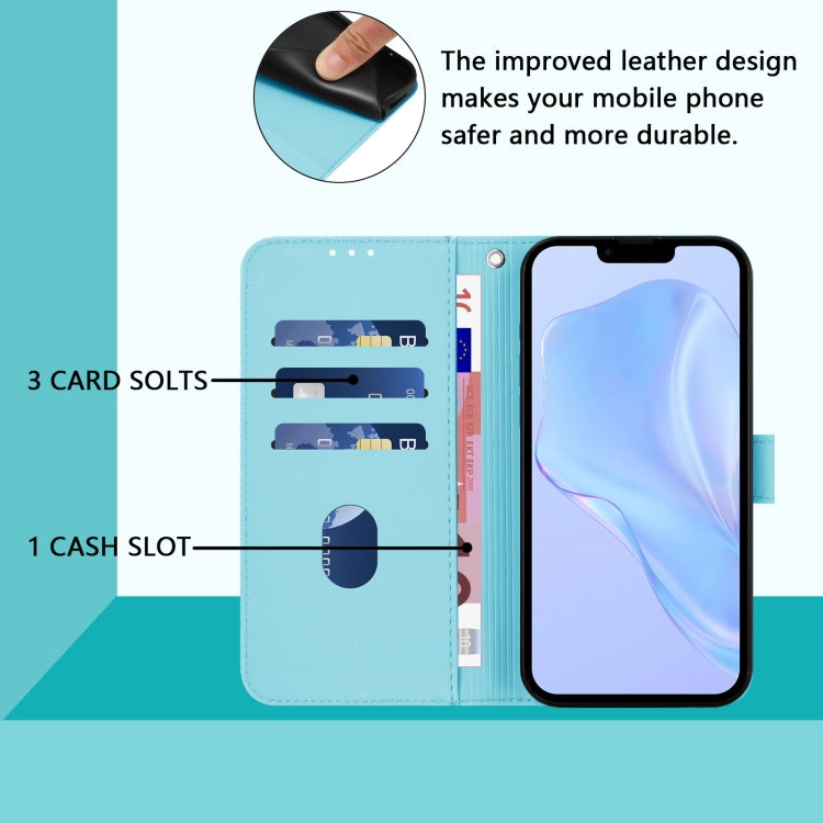 For iPhone 16e Skin Feel Solid Color Leather Phone Case with Lanyard(Sky Blue) - iPhone 16e Cases by PMC TechLife | Online Shopping South Africa | PMC TechLife | Buy Now Pay Later Mobicred
