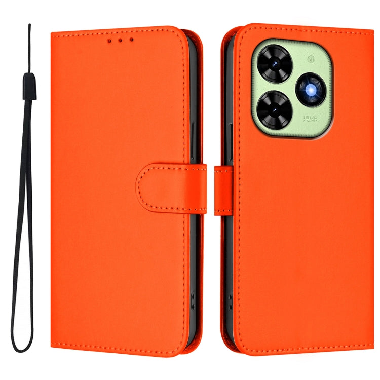 For Tecno Spark Go 2024 4G Skin Feel Solid Color Leather Phone Case with Lanyard(Orange) - Tecno Cases by PMC Jewellery | Online Shopping South Africa | PMC Jewellery | Buy Now Pay Later Mobicred