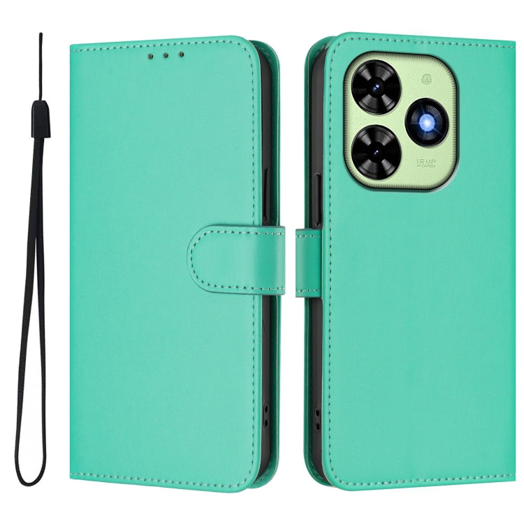 For Tecno Spark Go 2024 4G Skin Feel Solid Color Leather Phone Case with Lanyard(Green) - Tecno Cases by PMC Jewellery | Online Shopping South Africa | PMC Jewellery | Buy Now Pay Later Mobicred