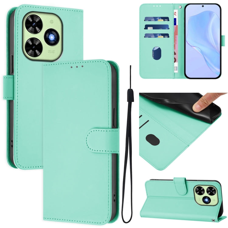 For Tecno Spark Go 2024 4G Skin Feel Solid Color Leather Phone Case with Lanyard(Mint Green) - free shipping - PMC Jewellery - Order now!