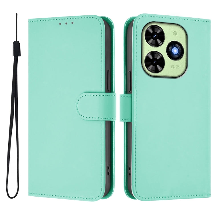 For Tecno Spark Go 2024 4G Skin Feel Solid Color Leather Phone Case with Lanyard(Mint Green) - free shipping - PMC Jewellery - Order now!