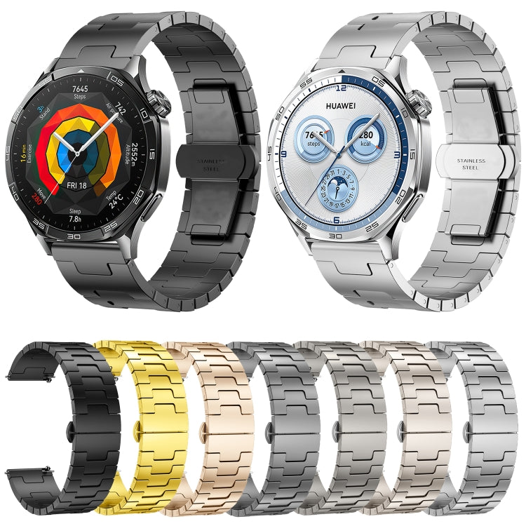 For Huawei GT4 46mm / GT5 46mm / GT5 Pro 22mm H-shaped Butterfly Buckle Stainless Steel Watch Band(Black) - 22mm Bands by PMc TechLife | Online Shopping South Africa | PMc TechLife | Buy Now Pay Later Mobicred