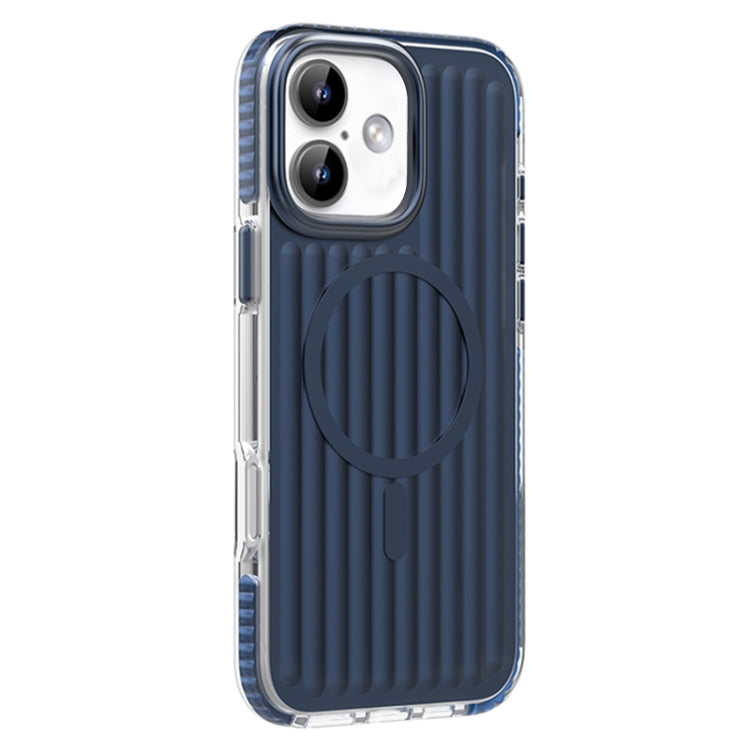 For iPhone 16 Mutural Corrugated Texture Magsafe Magnetic Shockproof Phone Case(Blue) - free shipping - PMC Jewellery - Order now!