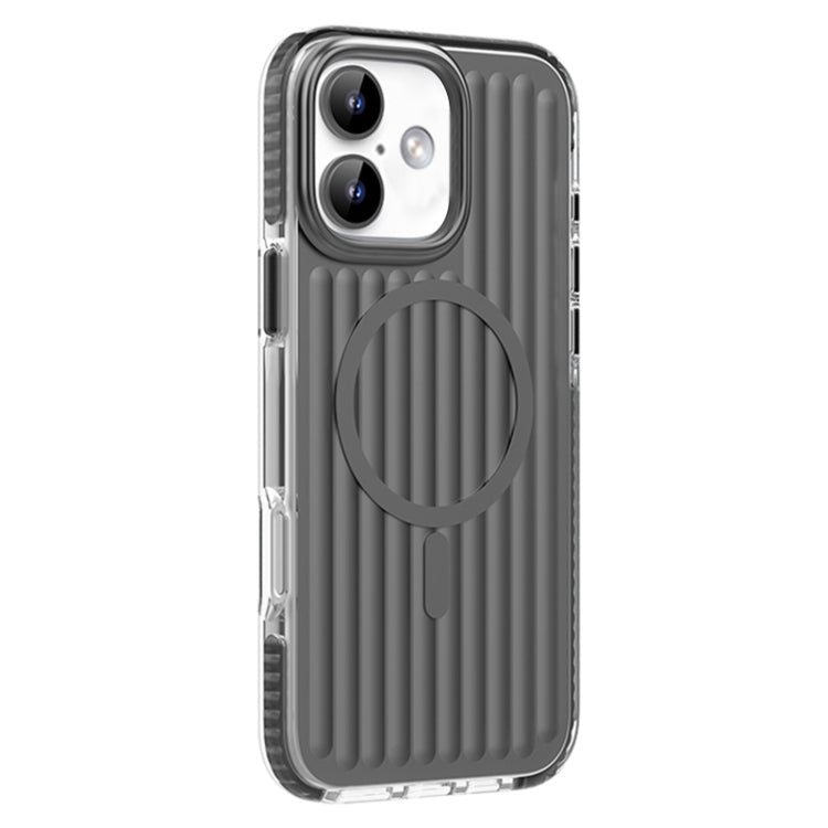 For iPhone 16 Mutural Corrugated Texture Magsafe Magnetic Shockproof Phone Case(Dark Grey) - free shipping - PMC Jewellery - Order now!