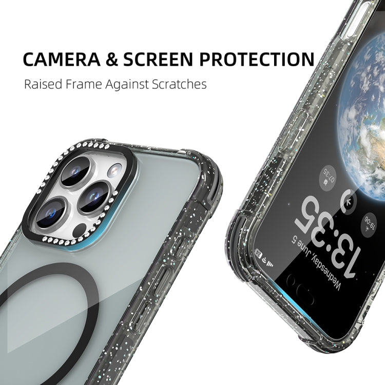 For iPhone 16 Pro Max Mutural Blink Series Glitter Edge MagSafe Magnetic Phone Case(White) - free shipping - PMC Jewellery - Order now!