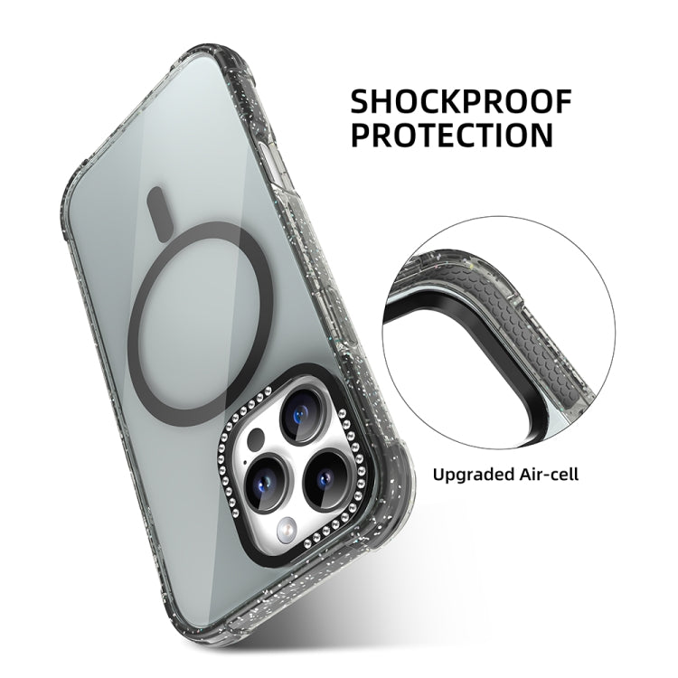 For iPhone 16 Pro Mutural Blink Series Glitter Edge MagSafe Magnetic Phone Case(Black) - free shipping - PMC Jewellery - Order now!