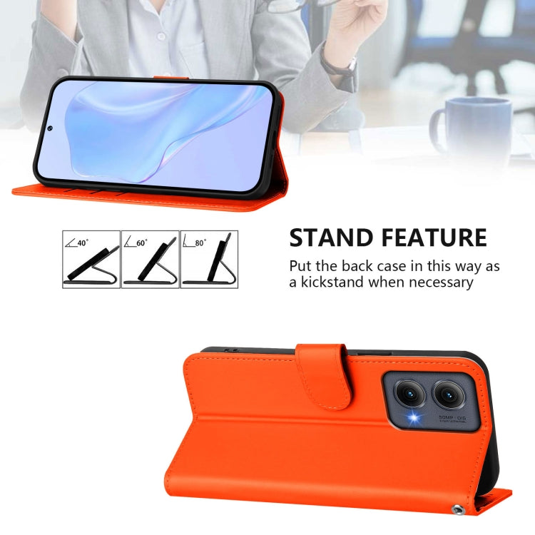 For Motorola Edge 5G 2024 Skin Feel Solid Color Leather Phone Case with Lanyard(Orange) - Motorola Cases by PMC Jewellery | Online Shopping South Africa | PMC Jewellery | Buy Now Pay Later Mobicred