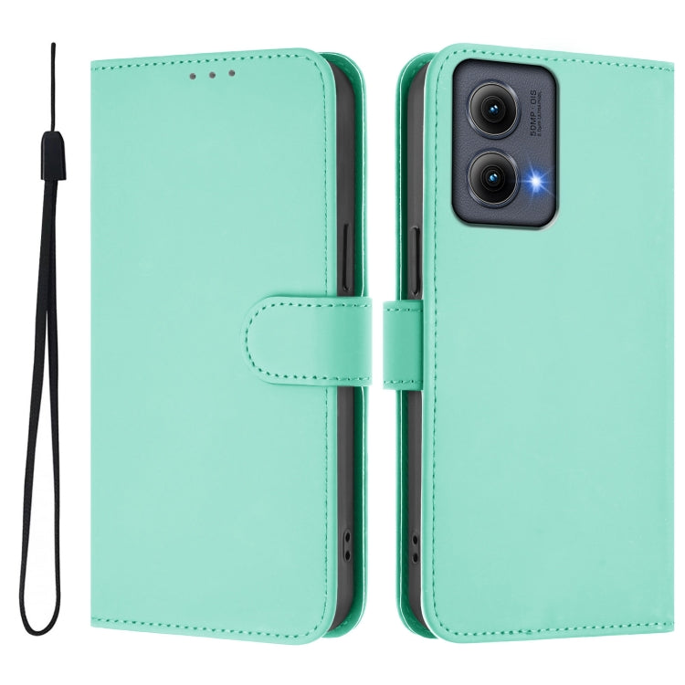 For Motorola Edge 5G 2024 Skin Feel Solid Color Leather Phone Case with Lanyard(Mint Green) - Motorola Cases by PMC Jewellery | Online Shopping South Africa | PMC Jewellery | Buy Now Pay Later Mobicred