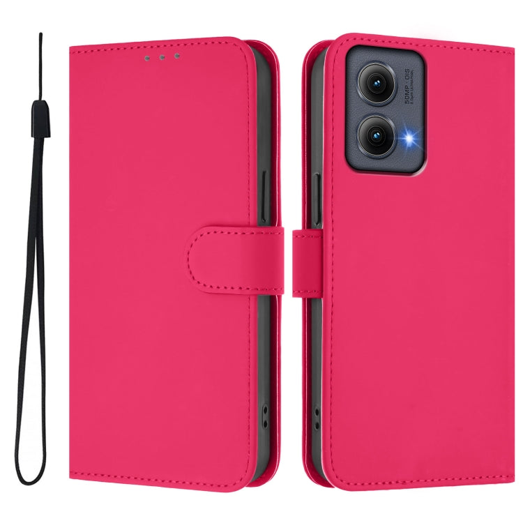 For Motorola Edge 5G 2024 Skin Feel Solid Color Leather Phone Case with Lanyard(Rose Red) - Motorola Cases by PMC Jewellery | Online Shopping South Africa | PMC Jewellery | Buy Now Pay Later Mobicred