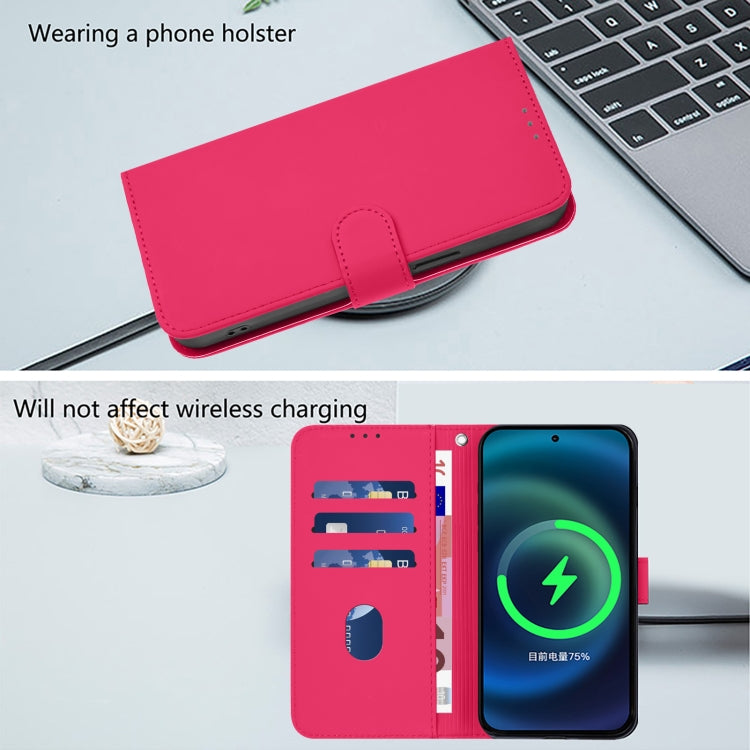 For Motorola Edge 5G 2024 Skin Feel Solid Color Leather Phone Case with Lanyard(Rose Red) - Motorola Cases by PMC Jewellery | Online Shopping South Africa | PMC Jewellery | Buy Now Pay Later Mobicred