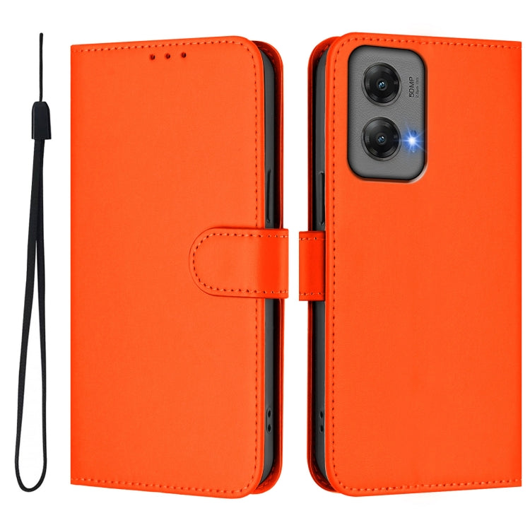 For Motorola Moto G Stylus 5G 2024 Skin Feel Solid Color Leather Phone Case with Lanyard(Orange) - Motorola Cases by PMC Jewellery | Online Shopping South Africa | PMC Jewellery | Buy Now Pay Later Mobicred