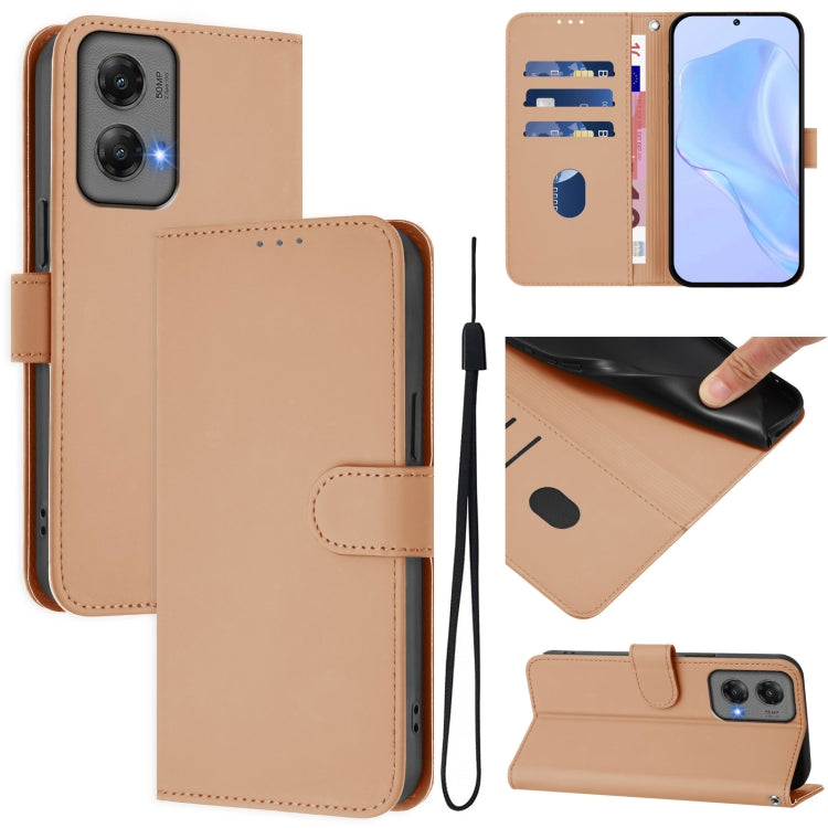 For Motorola Moto G Stylus 5G 2024 Skin Feel Solid Color Leather Phone Case with Lanyard(Nude) - Motorola Cases by PMC Jewellery | Online Shopping South Africa | PMC Jewellery | Buy Now Pay Later Mobicred