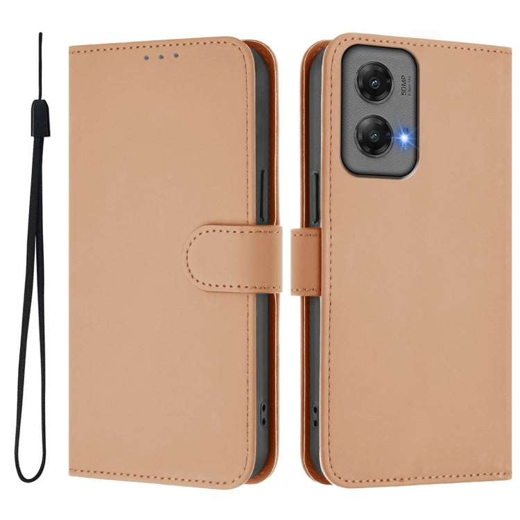 For Motorola Moto G Stylus 5G 2024 Skin Feel Solid Color Leather Phone Case with Lanyard(Nude) - Motorola Cases by PMC Jewellery | Online Shopping South Africa | PMC Jewellery | Buy Now Pay Later Mobicred
