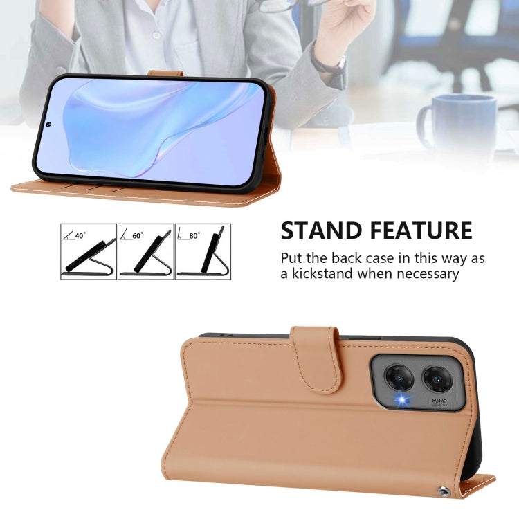 For Motorola Moto G Stylus 5G 2024 Skin Feel Solid Color Leather Phone Case with Lanyard(Nude) - Motorola Cases by PMC Jewellery | Online Shopping South Africa | PMC Jewellery | Buy Now Pay Later Mobicred