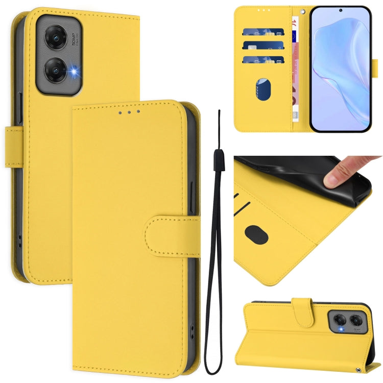 For Motorola Moto G Stylus 5G 2024 Skin Feel Solid Color Leather Phone Case with Lanyard(Lemon Yellow) - Motorola Cases by PMC Jewellery | Online Shopping South Africa | PMC Jewellery | Buy Now Pay Later Mobicred