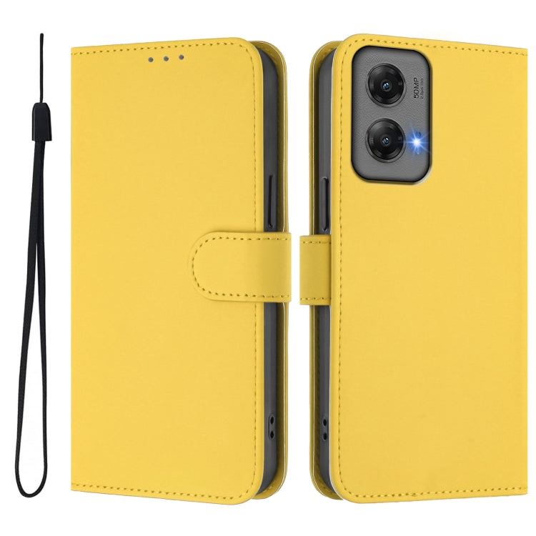 For Motorola Moto G Stylus 5G 2024 Skin Feel Solid Color Leather Phone Case with Lanyard(Lemon Yellow) - Motorola Cases by PMC Jewellery | Online Shopping South Africa | PMC Jewellery | Buy Now Pay Later Mobicred