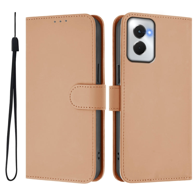 For Motorola Moto G Power 5G 2024 Skin Feel Solid Color Leather Phone Case with Lanyard(Nude) - free shipping - PMC Jewellery - Order now!