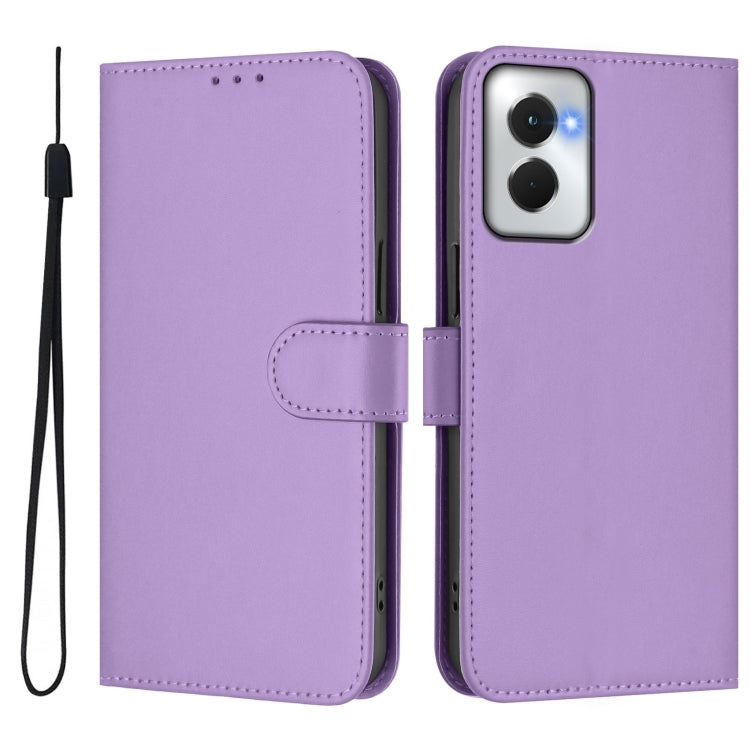 For Motorola Moto G Power 5G 2024 Skin Feel Solid Color Leather Phone Case with Lanyard(Lavender Purple) - Motorola Cases by PMC Jewellery | Online Shopping South Africa | PMC Jewellery | Buy Now Pay Later Mobicred