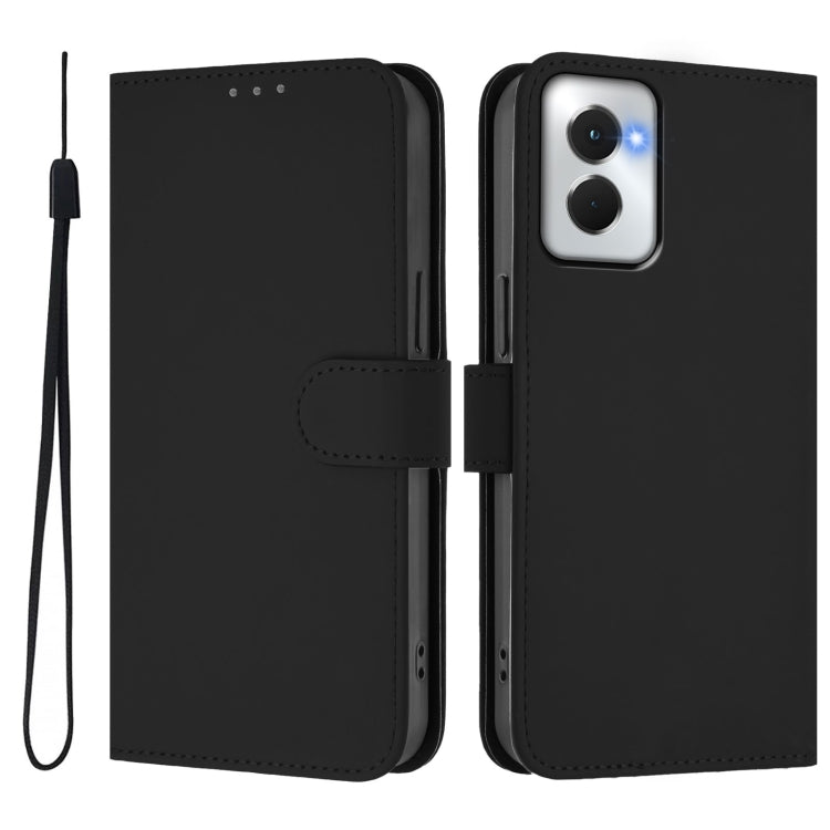 For Motorola Moto G Power 5G 2024 Skin Feel Solid Color Leather Phone Case with Lanyard(Black) - Motorola Cases by PMC Jewellery | Online Shopping South Africa | PMC Jewellery | Buy Now Pay Later Mobicred