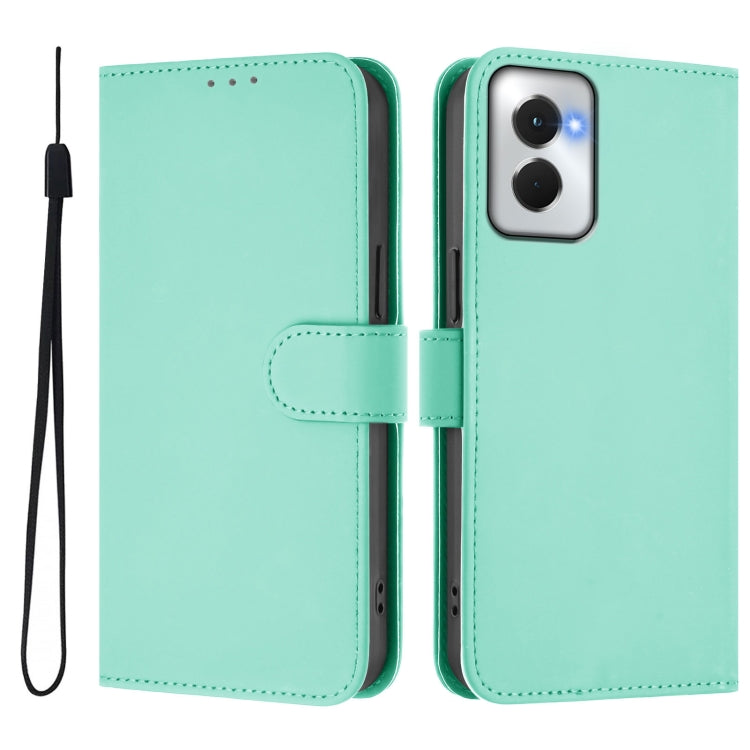 For Motorola Moto G Power 5G 2024 Skin Feel Solid Color Leather Phone Case with Lanyard(Mint Green) - Motorola Cases by PMC Jewellery | Online Shopping South Africa | PMC Jewellery | Buy Now Pay Later Mobicred