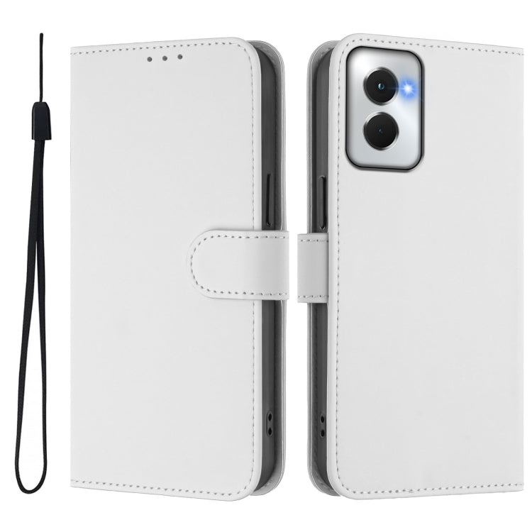 For Motorola Moto G Power 5G 2024 Skin Feel Solid Color Leather Phone Case with Lanyard(White) - Motorola Cases by PMC Jewellery | Online Shopping South Africa | PMC Jewellery | Buy Now Pay Later Mobicred