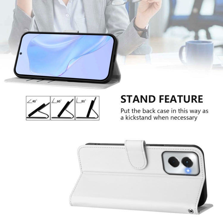 For Motorola Moto G Power 5G 2024 Skin Feel Solid Color Leather Phone Case with Lanyard(White) - Motorola Cases by PMC Jewellery | Online Shopping South Africa | PMC Jewellery | Buy Now Pay Later Mobicred