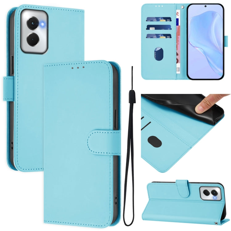 For Motorola Moto G Power 5G 2024 Skin Feel Solid Color Leather Phone Case with Lanyard(Sky Blue) - Motorola Cases by PMC Jewellery | Online Shopping South Africa | PMC Jewellery | Buy Now Pay Later Mobicred