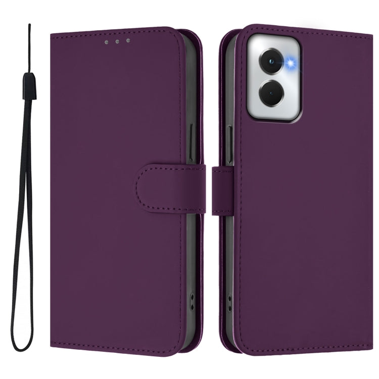 For Motorola Moto G Power 5G 2024 Skin Feel Solid Color Leather Phone Case with Lanyard(Violet) - Motorola Cases by PMC Jewellery | Online Shopping South Africa | PMC Jewellery | Buy Now Pay Later Mobicred