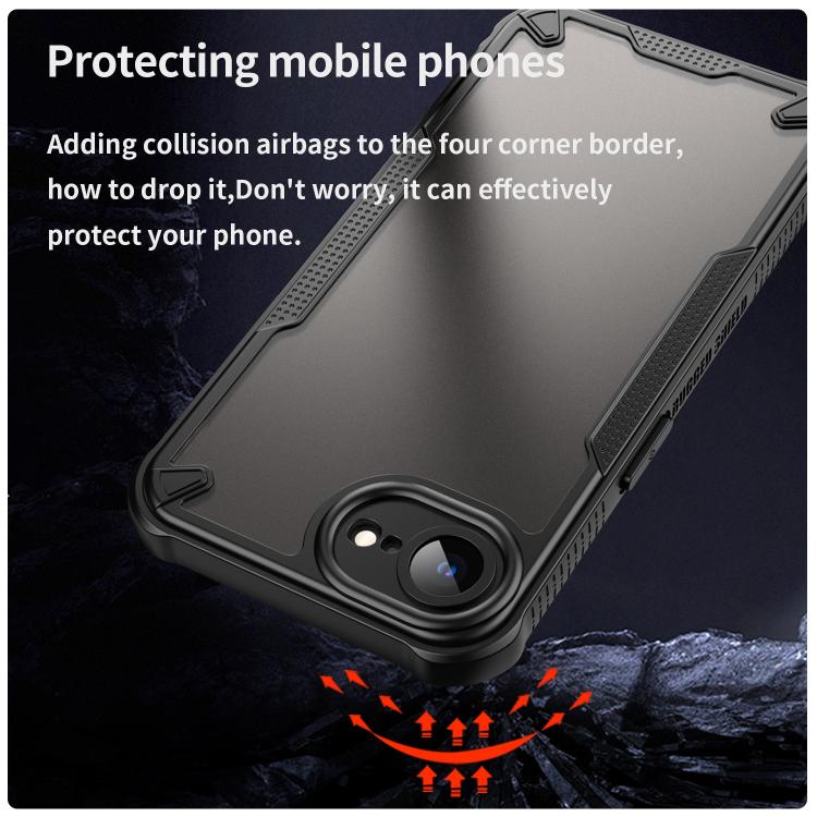 For iPhone 16e Armor Glaze PC Hybrid TPU Phone Case(Black) - free shipping - PMC TechLife - Order now!