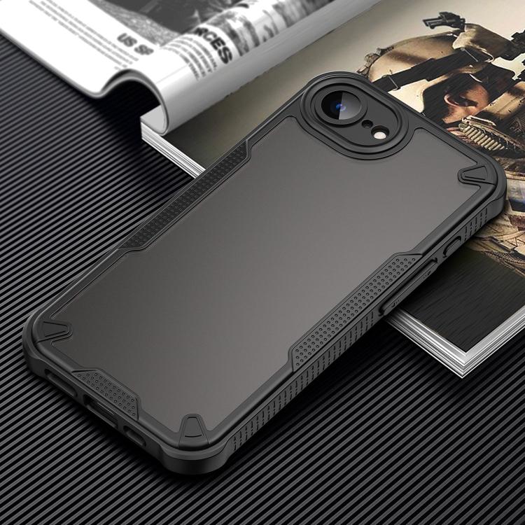 For iPhone 16e Armor Glaze PC Hybrid TPU Phone Case(Black) - free shipping - PMC TechLife - Order now!