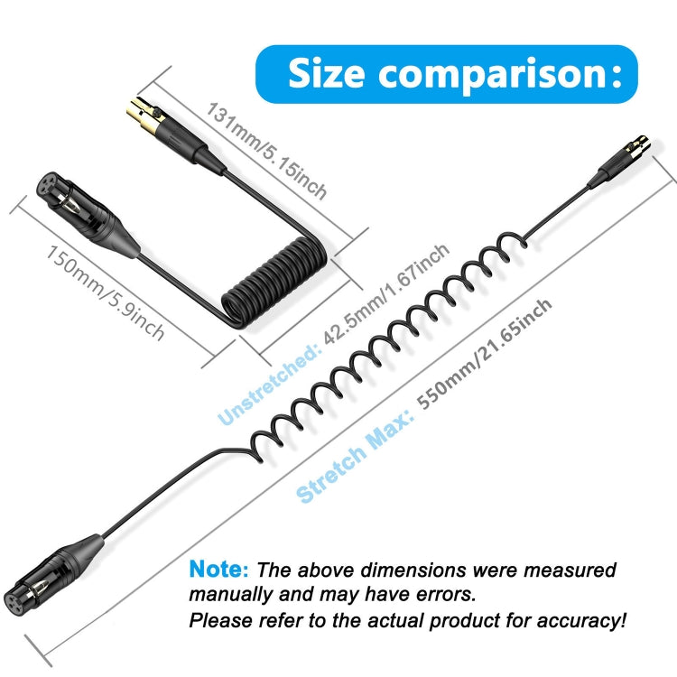 Mini XLR Female to XLR Female Audio Mixer Mini Microphone Coiled Audio Cable, Length: 0.5m(Black) - Microphone Audio Cable & Connector by PMC TechLife | Online Shopping South Africa | PMC TechLife | Buy Now Pay Later Mobicred