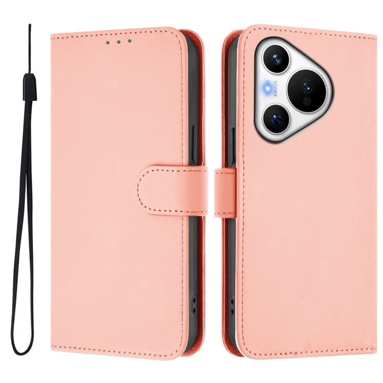 For Huawei Pura 70 Skin Feel Solid Color Leather Phone Case with Lanyard(Pink) - Huawei Cases by PMC Jewellery | Online Shopping South Africa | PMC Jewellery | Buy Now Pay Later Mobicred