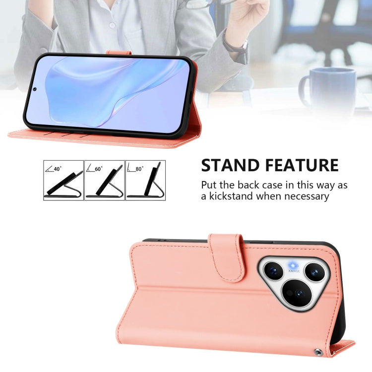 For Huawei Pura 70 Skin Feel Solid Color Leather Phone Case with Lanyard(Pink) - Huawei Cases by PMC Jewellery | Online Shopping South Africa | PMC Jewellery | Buy Now Pay Later Mobicred