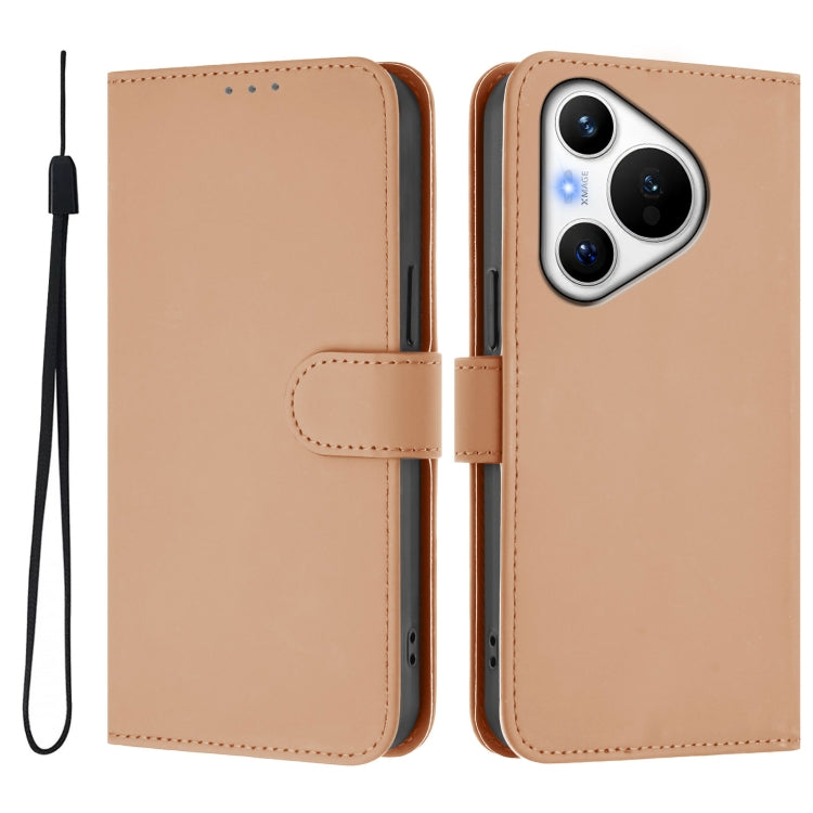 For Huawei Pura 70 Skin Feel Solid Color Leather Phone Case with Lanyard(Nude) - Huawei Cases by PMC Jewellery | Online Shopping South Africa | PMC Jewellery | Buy Now Pay Later Mobicred