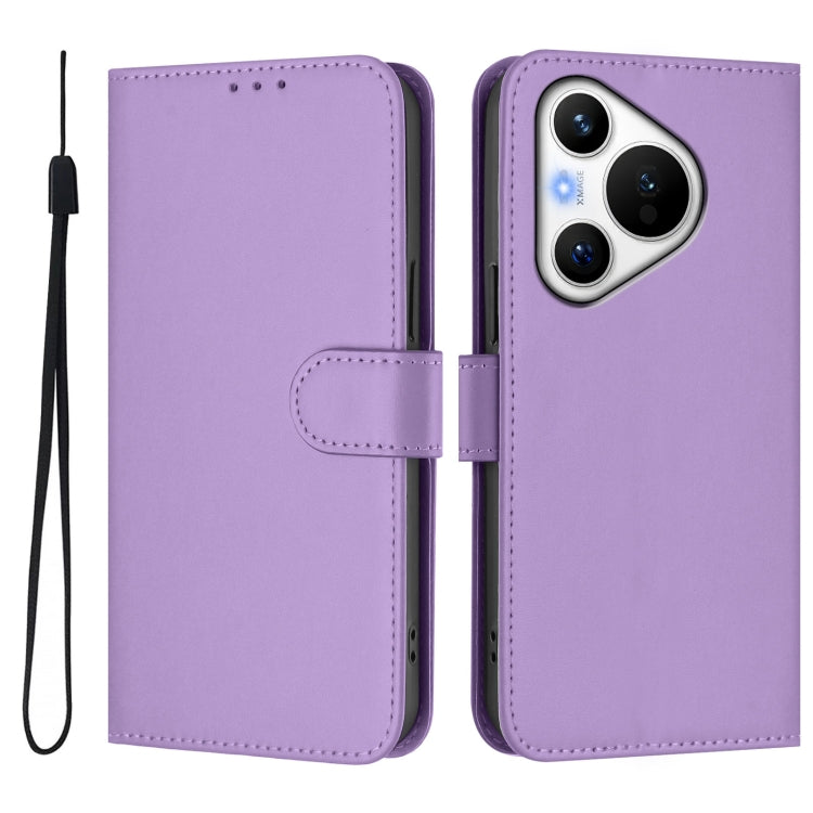 For Huawei Pura 70 Skin Feel Solid Color Leather Phone Case with Lanyard(Lavender Purple) - Huawei Cases by PMC Jewellery | Online Shopping South Africa | PMC Jewellery | Buy Now Pay Later Mobicred