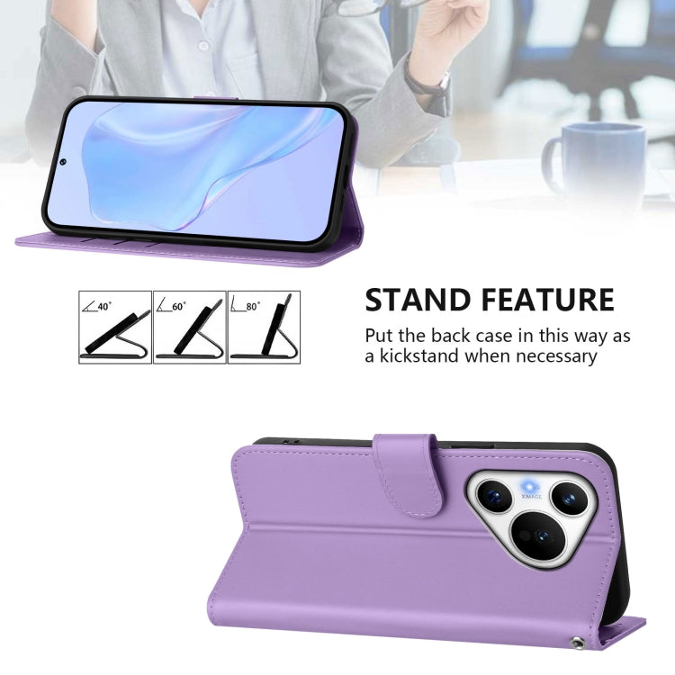 For Huawei Pura 70 Skin Feel Solid Color Leather Phone Case with Lanyard(Lavender Purple) - Huawei Cases by PMC Jewellery | Online Shopping South Africa | PMC Jewellery | Buy Now Pay Later Mobicred