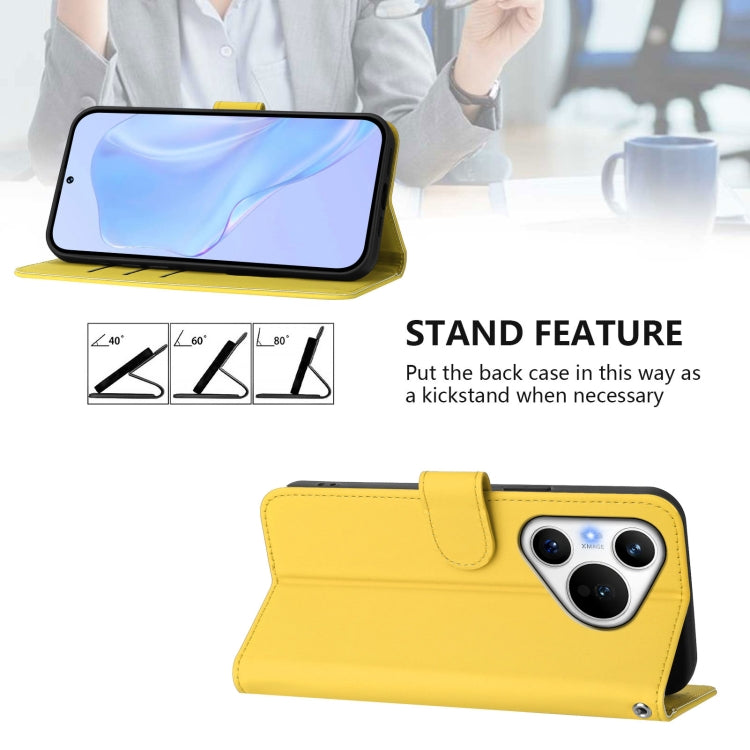 For Huawei Pura 70 Skin Feel Solid Color Leather Phone Case with Lanyard(Lemon Yellow) - Huawei Cases by PMC Jewellery | Online Shopping South Africa | PMC Jewellery | Buy Now Pay Later Mobicred