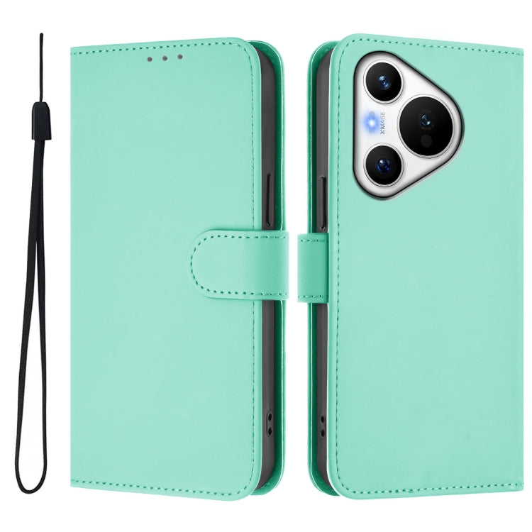 For Huawei Pura 70 Skin Feel Solid Color Leather Phone Case with Lanyard(Mint Green) - Huawei Cases by PMC Jewellery | Online Shopping South Africa | PMC Jewellery | Buy Now Pay Later Mobicred