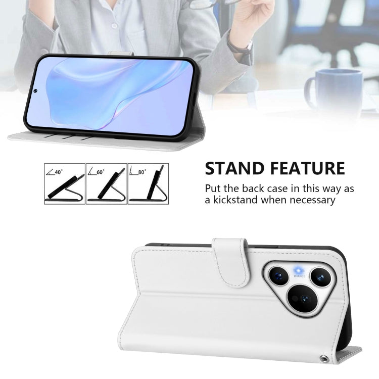 For Huawei Pura 70 Skin Feel Solid Color Leather Phone Case with Lanyard(White) - Huawei Cases by PMC Jewellery | Online Shopping South Africa | PMC Jewellery | Buy Now Pay Later Mobicred
