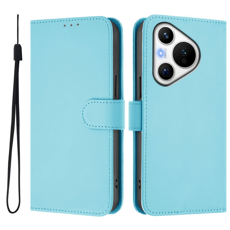 For Huawei Pura 70 Skin Feel Solid Color Leather Phone Case with Lanyard(Sky Blue) - Huawei Cases by PMC Jewellery | Online Shopping South Africa | PMC Jewellery | Buy Now Pay Later Mobicred