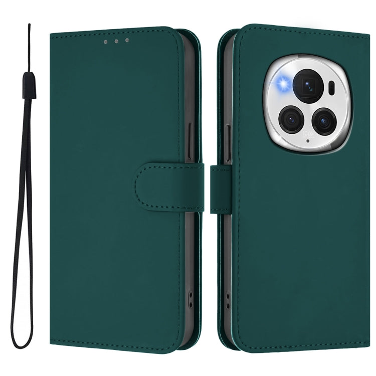 For Honor Magic6 Pro Skin Feel Solid Color Leather Phone Case with Lanyard(Dark Green) - free shipping - PMC Jewellery - Order now!