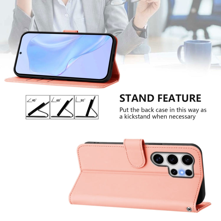 For Samsung Galaxy S25 Ultra 5G Skin Feel Solid Color Leather Phone Case with Lanyard(Pink) - Galaxy S25 Ultra 5G Cases by PMC Jewellery | Online Shopping South Africa | PMC Jewellery | Buy Now Pay Later Mobicred