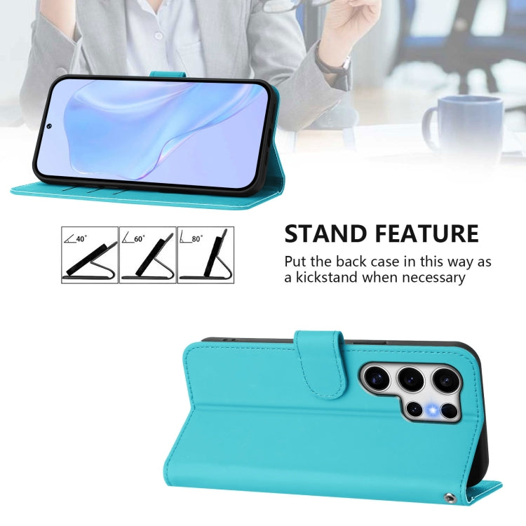 For Samsung Galaxy S25 Ultra 5G Skin Feel Solid Color Leather Phone Case with Lanyard(Lake Blue) - Galaxy S25 Ultra 5G Cases by PMC Jewellery | Online Shopping South Africa | PMC Jewellery | Buy Now Pay Later Mobicred