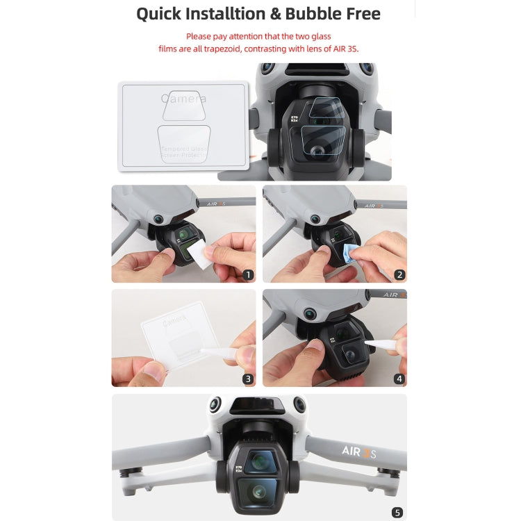 For DJI Air 3S Sunnylife Tempered Glass Film Lens Protector, Quantity:2 Sets(Transparent) - free shipping - PMC TechLife - Order now!