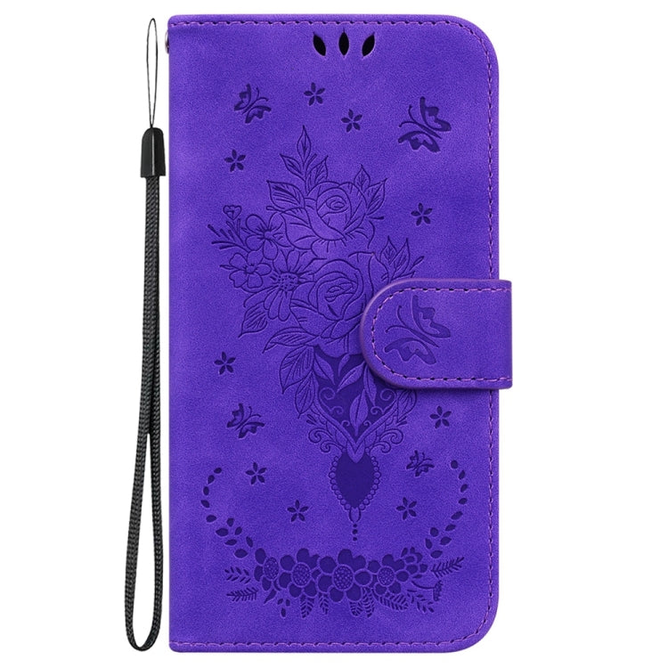 For Samsung Galaxy S25+ 5G Butterfly Rose Embossed Leather Phone Case(Purple) - Galaxy S25+ 5G Cases by PMC TechLife | Online Shopping South Africa | PMC TechLife | Buy Now Pay Later Mobicred
