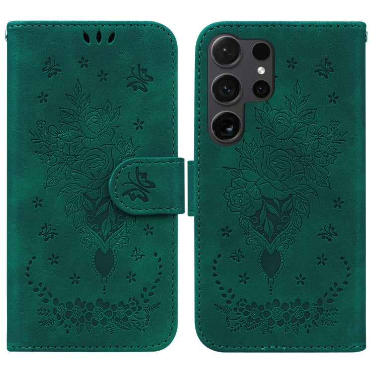 For Samsung Galaxy S25 Ultra 5G Butterfly Rose Embossed Leather Phone Case(Green) - free shipping - PMC TechLife - Order now!